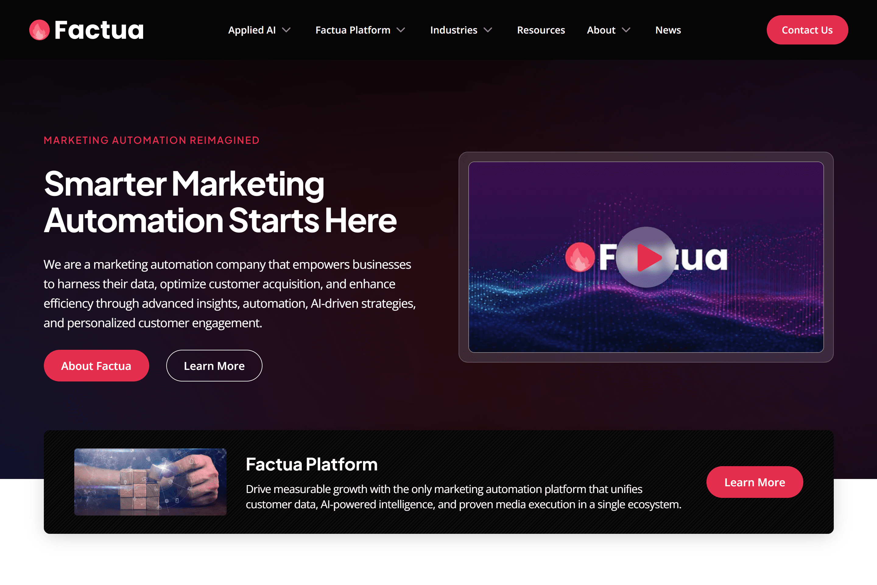 Factua home page.