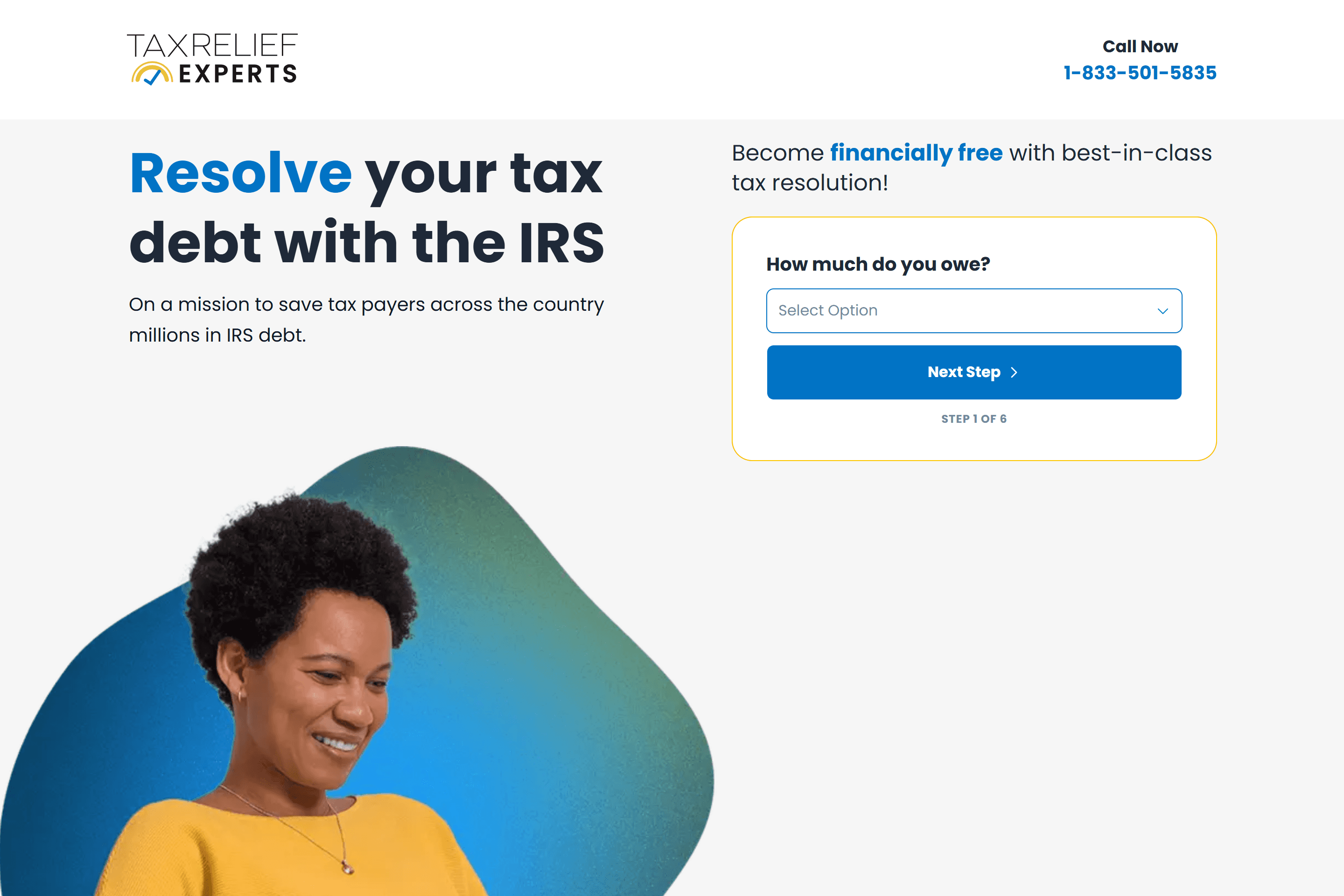 Tax Relief Experts home page.