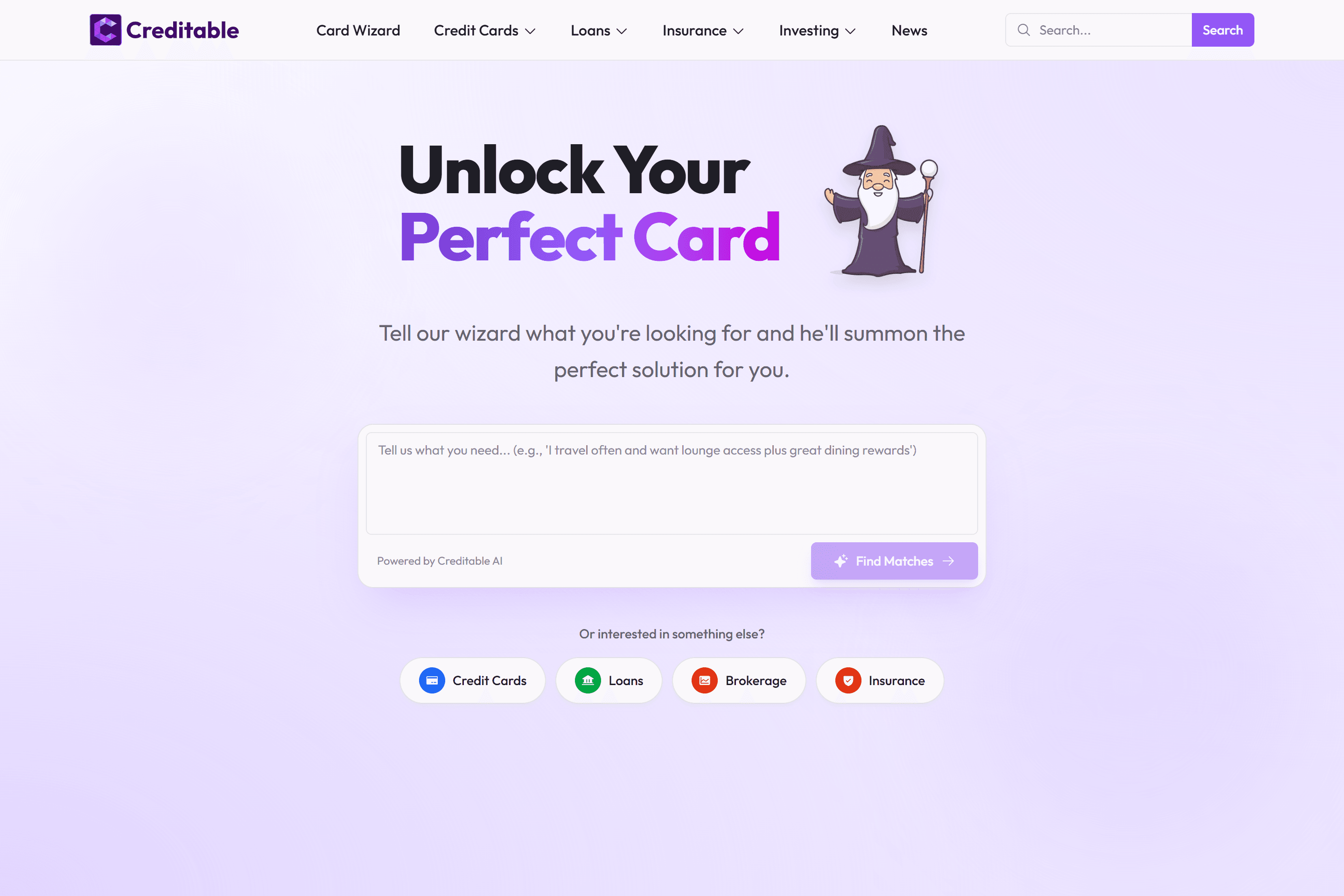 Creditable card wizard.