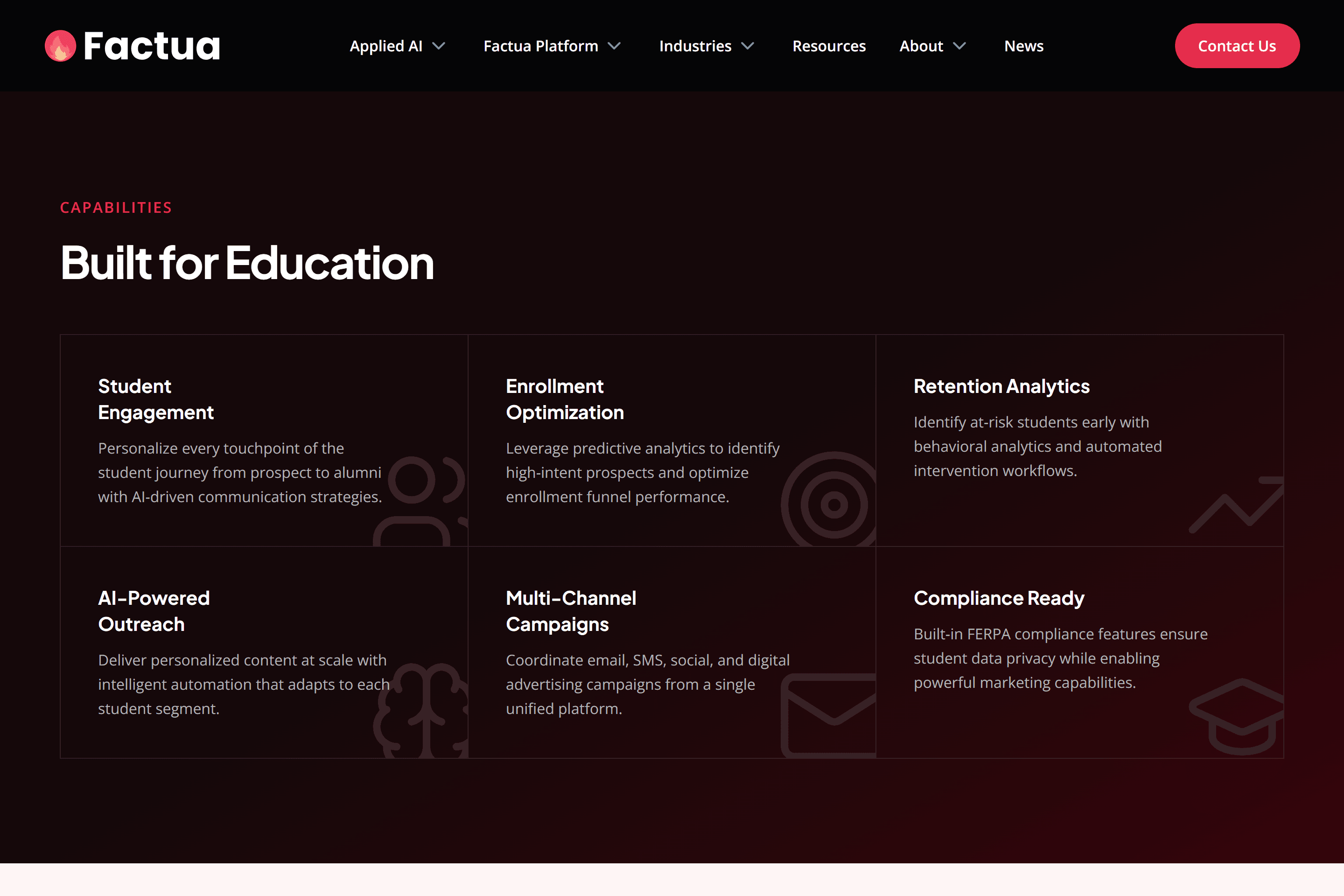 Factua industries education section.