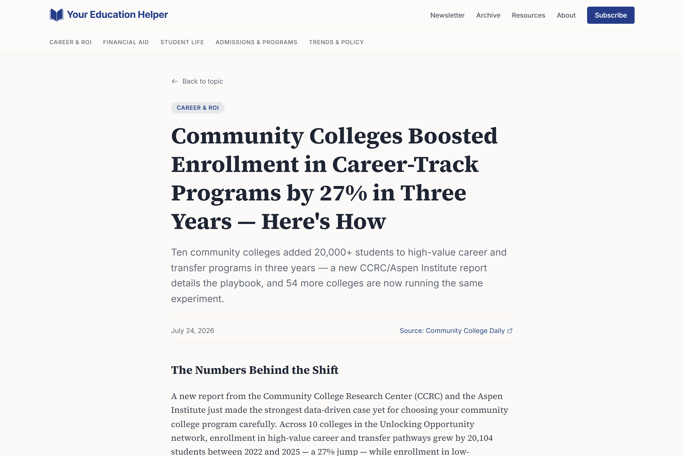 Your Education Helper editorial page.