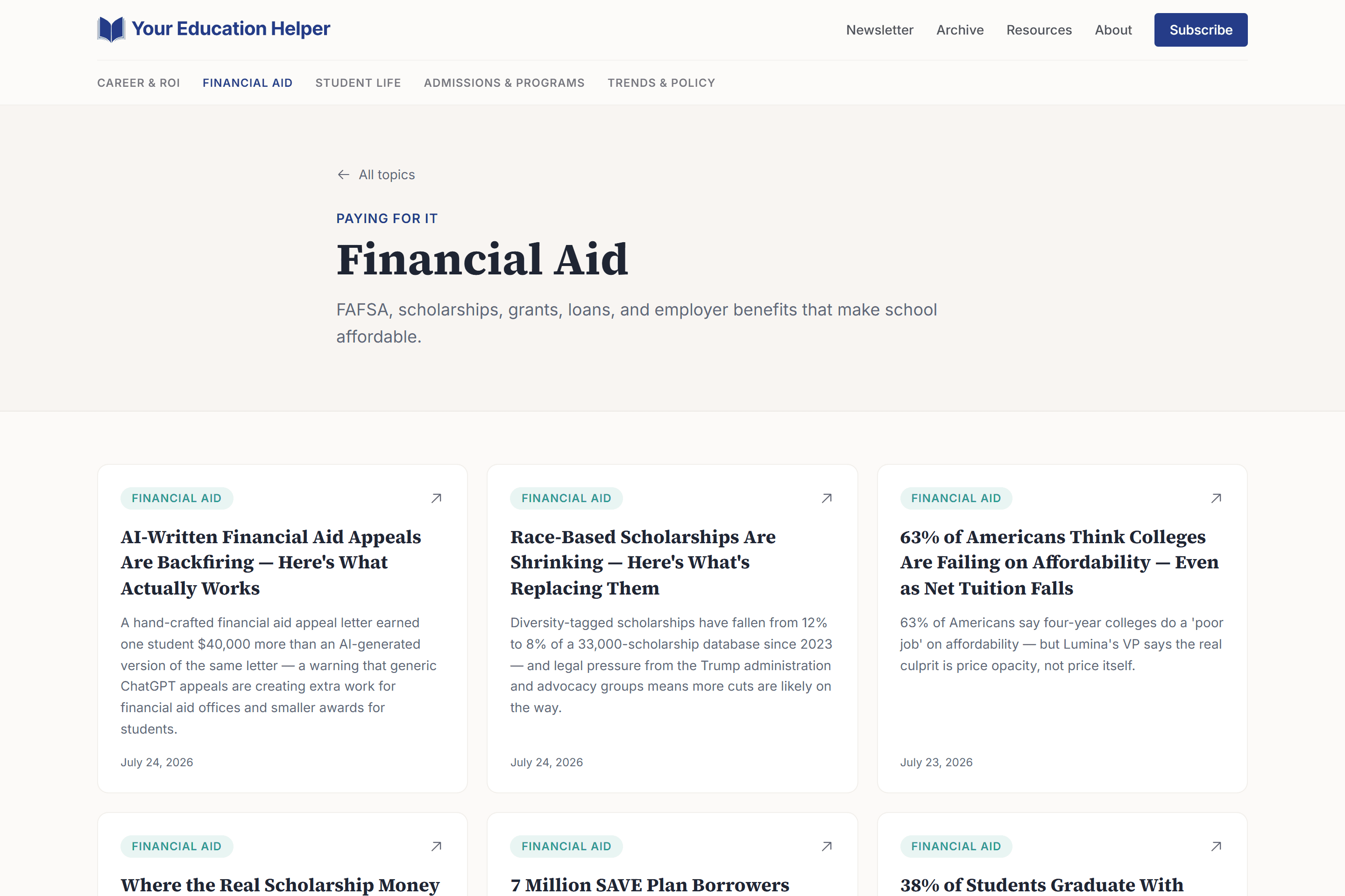 Your Education Helper guides page.